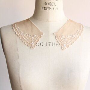 Vintage Ivory Lace Appliques,  Pair of 9" Long Collar Pieces